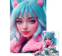 Puzzle de 1000 pièces pour Adolescents Fille d'anime avec Oreilles de Chat Jeu Manuel éducatif et Stimulant pour développer l'analyse et la logique (Dimensions 38x52cm)