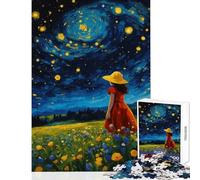 Puzzle de 1000 pièces pour Adolescents Fille dans Un Champ sous Un Ciel étoilé Jeu éducatif Idée Cadeau pour Un Père Noël Secret Jeu de Manipulation Renforce l'amour Entre Couples Dimensions 38x52cm