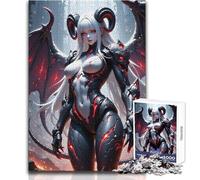 Puzzle de 1000 pièces pour Adolescents - Fille démoniaque Anime avec Cornes et Ailes - Jeu intellectuel pour Toute la Famille - Cadeau d'anniversaire - Dimensions : 50x75cm