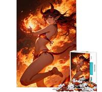 Puzzle de 1000 pièces pour Adolescents Fille Diable Anime avec Boule de feu Jeu Stimulant et éducatif Une œuvre d'art Cadeau et Jouet idéal (Dimensions 38x52cm)