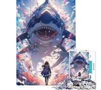Puzzle de 1000 pièces pour Adolescents Fille Face à Un Requin géant Aide à exercer Le Cerveau l’Analyse et la logique Jeu éducatif pour Les 14 Ans et Plus (38x26cm)