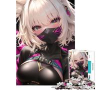 Puzzle de 1000 pièces pour Adolescents Fille Ninja Anime avec Oreilles de Chat Activités Amusantes à la Maison Cadeaux pour Femmes Jeux en Famille à partir de 14 Ans (38x52cm)