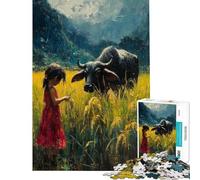 Puzzle de 1000 pièces pour Adolescents Filles et Adultes représentant Un Buffle d'eau Jeu Relaxant Amusant et Humoristique idéal pour Un Anniversaire ou Noël (Taille 38x52cm)