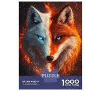 Puzzle De 1000 Pièces pour Adolescents Fire & Ice Wolf Puzzles pour Adultes - Jeu Manuel - Décoration Intérieure - Cadeaux Uniques pour Anniversaire Et Noël 52x38cm/1000pcs