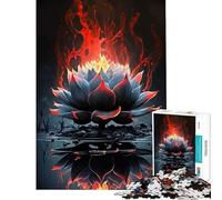 Puzzle de 1000 pièces pour Adolescents Fleur de Lotus Ardente dans l'eau Sombre défi intellectuel Jouet addictif Jeu Familial Anti-Stress Cadeau Amusant (Taille 38x52cm)