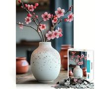 Puzzle de 1000 pièces pour Adolescents Fleurs de Cerisier dans Un Vase Nature Morte Assemblage sans Couture Jeu de Concentration mentale Temps de détente Cadeau de Noël Loisirs