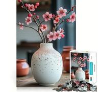 Puzzle de 1000 pièces pour Adolescents Fleurs de Cerisier dans Un Vase Nature Morte Jeu d'art sans Couture Concentration mentale Temps de détente Cadeau de Noël Loisirs (38x26cm)