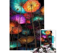 Puzzle de 1000 pièces pour Adolescents Fleurs de Lotus colorées aux Contours dorés Puzzle pour Adultes Jeu Relaxant Amusant et Humoristique pour Un Anniversaire ou Noël (Taille 50x75cm)