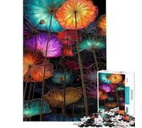 Puzzle de 1000 pièces pour Adolescents Fleurs de Lotus colorées aux Contours dorés Puzzle pour Adultes Jouet décoration Murale décoration intérieure Cadeau de Noël ou d'anniversaire (Taille 38x26cm)