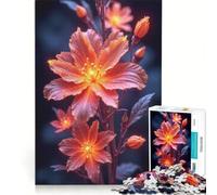 Puzzle de 1000 pièces pour Adolescents, Fleurs Orange fluorescentes sur Fond Sombre, Jeu de réflexion Difficile et Stimulant, idéal comme Cadeau pour Toute la Famille 38x52cm