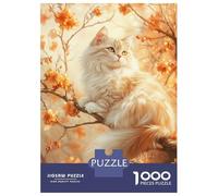 Puzzle De 1000 Pièces pour Adolescents Fluffy Cat in Blossoms Puzzle pour Adultes Jeux Relaxants Assemblage De Motifs Cadeaux d'anniversaire Et Cadeaux Uniques 38x26cm/1000pcs