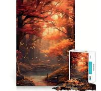 Puzzle de 1000 pièces pour Adolescents Forêt d'automne et ruisseau Jeu Amusant et ludique pour stimuler l'esprit et Passer Un Moment agréable Décoration de Noël (38x26cm)