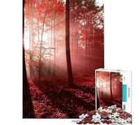 Puzzle de 1000 pièces pour Adolescents Forêt d'automne Rouge Jeu de Construction pour Adolescents Loisirs à la Maison Interaction Parent-Enfant (Taille 38x26cm)