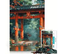Puzzle de 1000 pièces pour Adolescents Forêt d'automne Torri Gate Jeu créatif et créatif Cadeau Artistique de Noël (50x75cm)