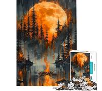 Puzzle de 1000 pièces pour Adolescents Forêt de Lune Ardente Jeu de réflexion pour Adultes Amusant et Humoristique Difficile et Stimulant (Dimensions 38x52cm)