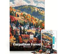 Puzzle de 1000 pièces pour Adolescents Forêt des Carpates,Roumanie Jeu d'assemblage précis Défi Mental Moment de détente et de Divertissement Scène de Noël (50x75cm)