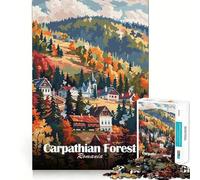 Puzzle de 1000 pièces pour Adolescents Forêt des Carpates,Roumanie Jeu de Concentration et de Loisirs Décoration Murale de Noël (38x52cm)