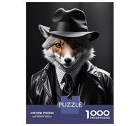 Puzzle De 1000 Pièces pour Adolescents Fox Funny Black and White Puzzle Adulte Jeu Manuel Améliore La Mémoire Difficile Et Stimulant 52x38cm/1000pcs