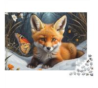 Puzzle De 1000 Pièces pour Adolescents Fox in Snow with Butterfly Puzzles pour Adolescents - Défi Difficile - Chaque Pièce Est Unique - Jouets Éducatifs 70x50cm/1000pcs