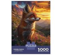 Puzzle De 1000 Pièces pour Adolescents Fox in Wildflowers at Sunset-1 Puzzles pour Adultes - Jeux De Détente, D'analyse Et De Logique - Cadeaux De Noël Et d'anniversaire 52x38cm/1000pcs