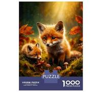 Puzzle De 1000 Pièces pour Adolescents Fox Kits in Autumn Forest Puzzle pour Adultes Jeu Familial Décoration Intérieure Cadeaux Uniques d'anniversaire Et De Noël 38x26cm/1000pcs