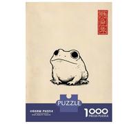 Puzzle De 1000 Pièces pour Adolescents Frog Illustration with Japanese Seal Puzzle pour Adultes Jeu Manuel pour Améliorer La Mémoire Cadeau d'anniversaire, Cadeaux, 52x38cm/1000pcs