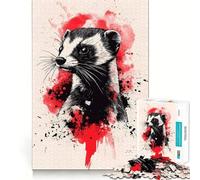 Puzzle de 1000 pièces pour Adolescents Furet à Pattes Noires Jeu de réflexion Amusant et Relaxant,idéal pour Les fêtes (38x52cm)