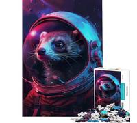 Puzzle de 1000 pièces pour Adolescents Furet Astronaute Difficile et Stimulant Décoration Murale Jouet Anti-Stress Convient aux 14 Ans et Plus 38x26cm
