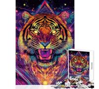 Puzzle de 1000 pièces pour Adolescents Fureur du Tigre néon Un Jeu Impossible pour Toute la Famille Une décoration Murale Originale et Un Cadeau Unique pour Un Anniversaire ou Noël (38x26cm)