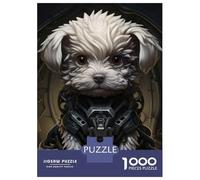 Puzzle De 1000 Pièces Pour Adolescents Futuristic Maltese Dog Art - Sci-Fi Canine Illustration for Pet Lovers Puzzles Pour Adultes Jeux Relaxants Découpe De Précision Cadeaux De Noël Et D'anniversaire