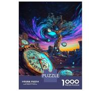 Puzzle De 1000 Pièces pour Adolescents Futuristic Time Dilation - Surreal Neon Dream Puzzles pour Adultes Jeux Relaxants Découpe De Précision Cadeaux De Noël Et d'anniversaire 38x26cm/1000pcs