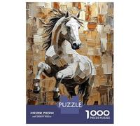 Puzzle De 1000 Pièces pour Adolescents Galloping Horse in Dynamic Impasto Style Puzzle pour Adultes Jeux Relaxants Assemblage De Motifs Cadeaux d'anniversaire Et Cadeaux Uniques 70x50cm/1000pcs