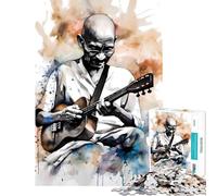 Puzzle de 1000 pièces pour Adolescents Gandhi Jouant du ukulélé Idéal pour Un Anniversaire ou Noël Jouet éducatif et Amusant pour Toute la Famille Convient aux Personnes de 14 Ans et Plus (50x75cm)