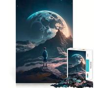 Puzzle de 1000 pièces pour Adolescents,garçon regardant la Lune,Design Finement découpé,Jeu de Concentration,Cadeau pour se détendre,Temps de Jeu,Cadeau de Noël (38x26cm)