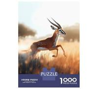 Puzzle De 1000 Pièces pour Adolescents Gazelle Leaping at Sunset Puzzles pour Adultes Jeu De Réflexion Course De Vitesse Manuelle Est Idéal comme Cadeau 70x50cm/1000pcs