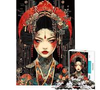 Puzzle de 1000 pièces pour Adolescents Geisha Art numérique Défi Difficile pour Adolescents Cadeau d'anniversaire de Noël Casse-tête Jeux en Famille (Dimensions : 38x52cm)