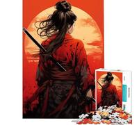Puzzle de 1000 pièces pour Adolescents Geisha Samouraï Défi intellectuel Japonais Jouet addictif Jeu Amusant Améliore la mémoire Cadeau Artistique (Dimensions 38x26cm)