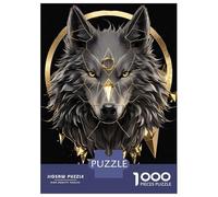 Puzzle De 1000 Pièces pour Adolescents Geometric Wolf with Gold Accents Jeu De Réflexion Amusant Et Humoristique, Cadeau Unique pour Un Anniversaire Ou Noël 70x50cm/1000pcs