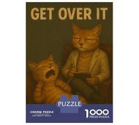 Puzzle De 1000 Pièces pour Adolescents Get Over It Cat Therapy Puzzle pour Adolescents Activités Familiales Interaction Parent-Enfant Cadeaux pour Amis Et Famille 52x38cm/1000pcs