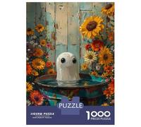 Puzzle De 1000 Pièces pour Adolescents Ghost in A Flower Bath Puzzle Adulte Jeux De Famille Une Œuvre d'art Cadeaux Uniques d'anniversaire Et De Noël 52x38cm/1000pcs