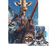 Puzzle de 1000 pièces pour Adolescents Girafe Samouraï Sakura Art Activités Amusantes à la Maison Jeu de détente et d'assemblage de Motifs pour Les 14 Ans et Plus 50x75cm