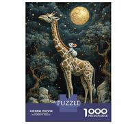 Puzzle De 1000 Pièces pour Adolescents Giraffe and Mouse Under Stars Puzzles pour Adultes Jeu Manuel Découpe De Précision pour Les Jeux 70x50cm/1000pcs
