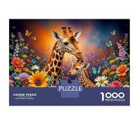 Puzzle De 1000 Pièces Pour Adolescents Giraffe Family in Flowers Puzzles Pour Adolescents : Amusants Et Humoristiques ! Stimulez Votre Cerveau ! Soirée Jeux Et Divertissement En Famille 70x50cm/1000pc