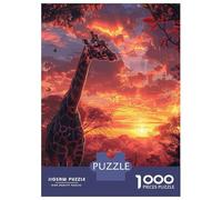 Puzzle De 1000 Pièces pour Adolescents Giraffe Savanna Sunset Casse-tête pour Adolescents - Jeu Difficile Et Stimulant - Cadeau 52x38cm/1000pcs