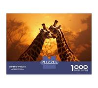 Puzzle De 1000 Pièces pour Adolescents Giraffe Sunset Romance Puzzles pour Adolescents : Amusants Et Humoristiques ! Stimulez Votre Cerveau ! Soirée Jeux Et Divertissement en Famille 52x38cm/1000pcs