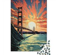 Puzzle De 1000 Pièces pour Adolescents Golden Gate Bridge Sunset-3 Puzzles pour Adolescents - Défi Difficile - Chaque Pièce Est Unique - Jouets Éducatifs 38x26cm/1000pcs