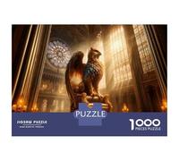 Puzzle De 1000 Pièces pour Adolescents Golden Griffin Statue in Cathedral Puzzles pour Adultes - Défi Difficile - Activités Amusantes À La Maison pour Les Jeux 52x38cm/1000pcs
