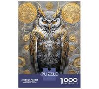 Puzzle De 1000 Pièces pour Adolescents Golden Owl Guardian Majesty Puzzle Adulte Jeu Manuel D'assemblage De Motifs Idéal comme Cadeau 70x50cm/1000pcs