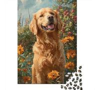 Puzzle De 1000 Pièces pour Adolescents Golden Retriever Garden-2 Casse-têtes pour Adultes - Jeu De Réflexion, Analyse Et Logique - Stimule Le Cerveau 38x26cm/1000pcs