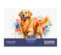 Puzzle De 1000 Pièces pour Adolescents Golden Retriever Watercolor Portrait Puzzles pour Adolescents - Jeu Manuel - Une Œuvre d'art - Cadeaux Uniques pour Un Anniversaire Ou Noël 52x38cm/1000pcs